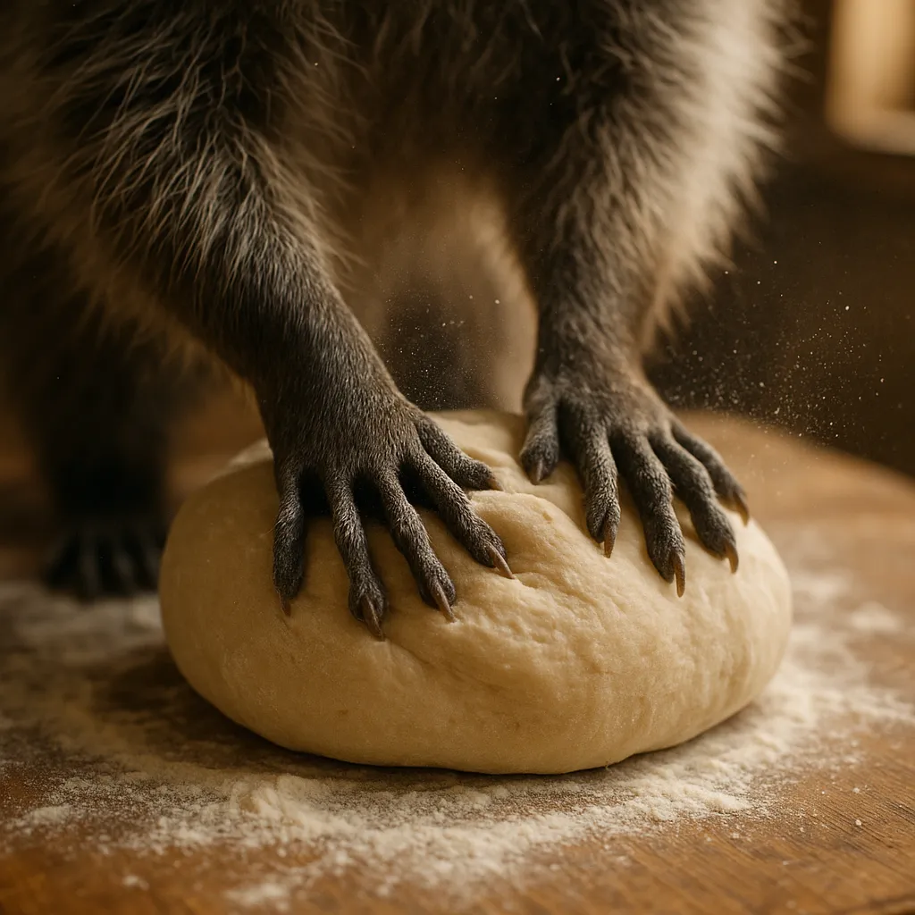 Kneading pizza dough
